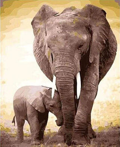 paint by numbers | Elephant and calf | animals elephants intermediate | FiguredArt