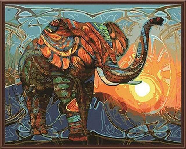 paint by numbers | Elephant at Sunrise | animals easy elephants | FiguredArt
