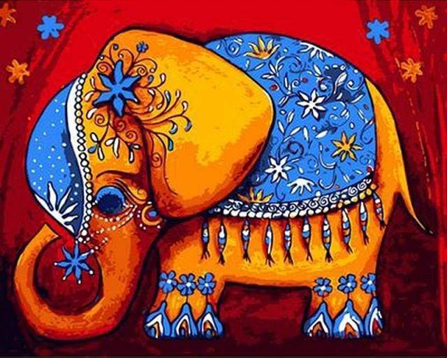 paint by numbers | Elephant Ready for Ceremony | animals easy elephants | FiguredArt