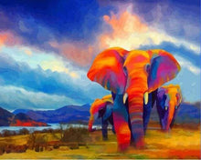 Load image into Gallery viewer, paint by numbers | Elephants walking Watercolor | advanced animals elephants | FiguredArt