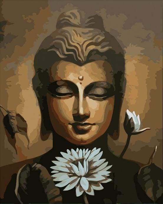 Face Of Buddha And Lotus Flower