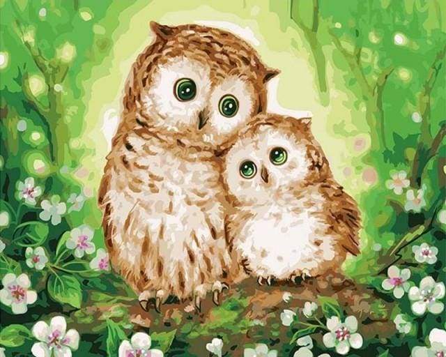 paint by numbers | Family of Owls | animals easy owls | FiguredArt