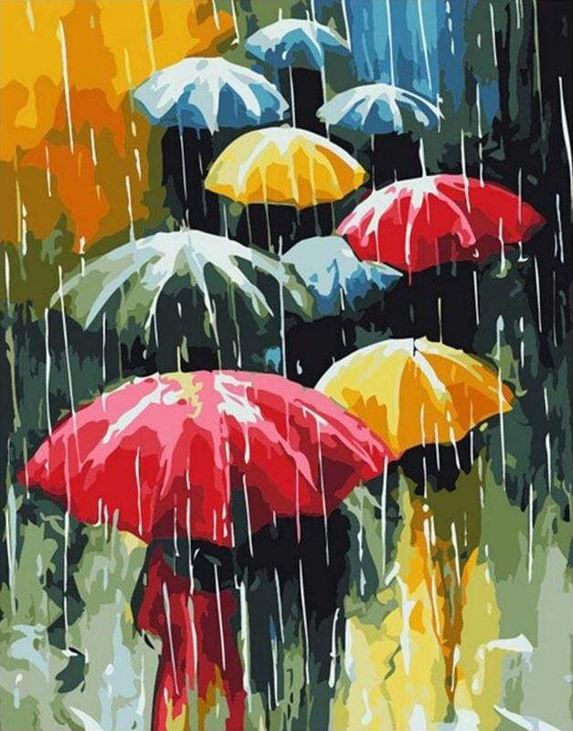 paint by numbers | Farandole of Umbrellas | cities easy | FiguredArt