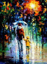 Load image into Gallery viewer, paint by numbers | Father and Son in the Rain | advanced cities romance | FiguredArt