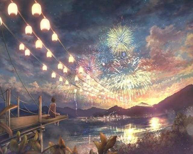 paint by numbers | Fireworks | advanced landscapes | FiguredArt