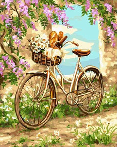 paint by numbers | Flowers and Bicycle | flowers intermediate landscapes | FiguredArt