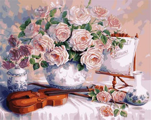 paint by numbers | Flowers and Violin | easy flowers | FiguredArt