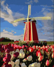 Load image into Gallery viewer, paint by numbers | Flowers and Windmill | easy landscapes | FiguredArt