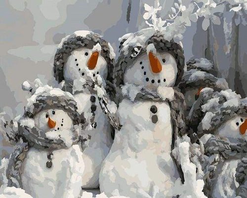 paint by numbers | Four Christmas snowmen | christmas easy | FiguredArt