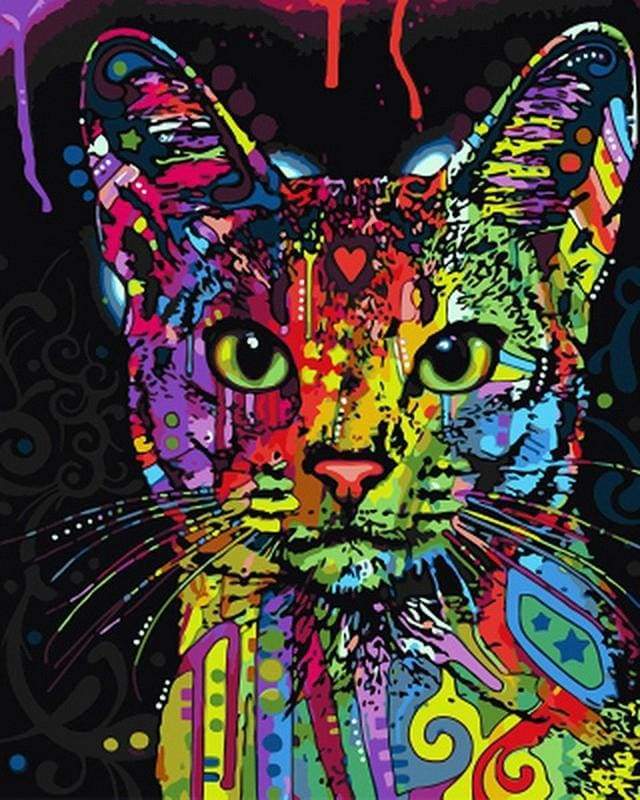 paint by numbers | Fractal Modern Cat | animals cats intermediate Pop Art | FiguredArt