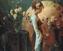 Load image into Gallery viewer, paint by numbers | Full Moon and Flowers | flowers intermediate new arrivals | FiguredArt
