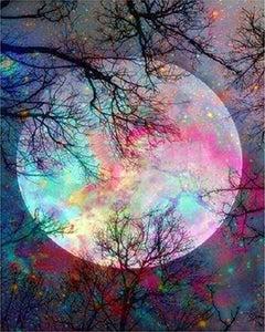 Paint by numbers - Full Moon with colorful reflections – Figured'Art