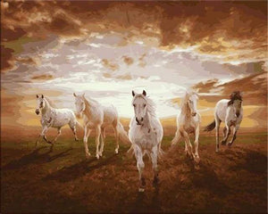 paint by numbers | Galloping white Horses | advanced animals horses | FiguredArt