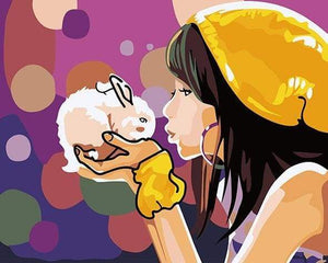 paint by numbers | Girl and Rabbit | animals easy rabbits | FiguredArt