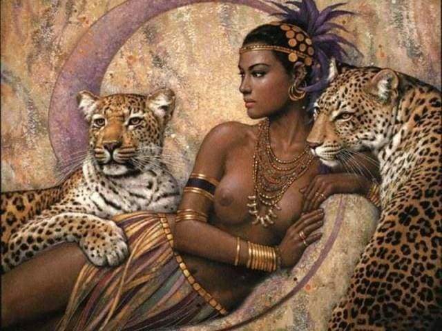 paint by numbers | Goddess and Leopards | advanced animals leopards nude | FiguredArt
