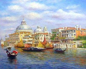 paint by numbers | Gondolier in Venice | advanced cities landscapes ships and boats | FiguredArt