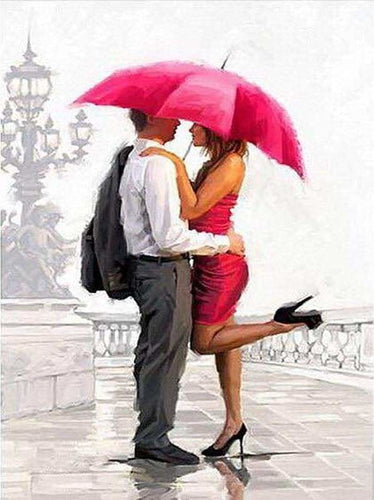 Paint by numbers | Man and woman with red umbrella | intermediate romance | Figured'Art