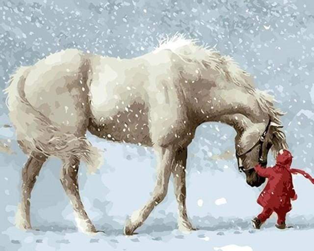 paint by numbers | Horse in the Snow | animals horses intermediate | FiguredArt