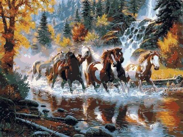 paint by numbers | Horses Galloping | advanced animals horses | FiguredArt