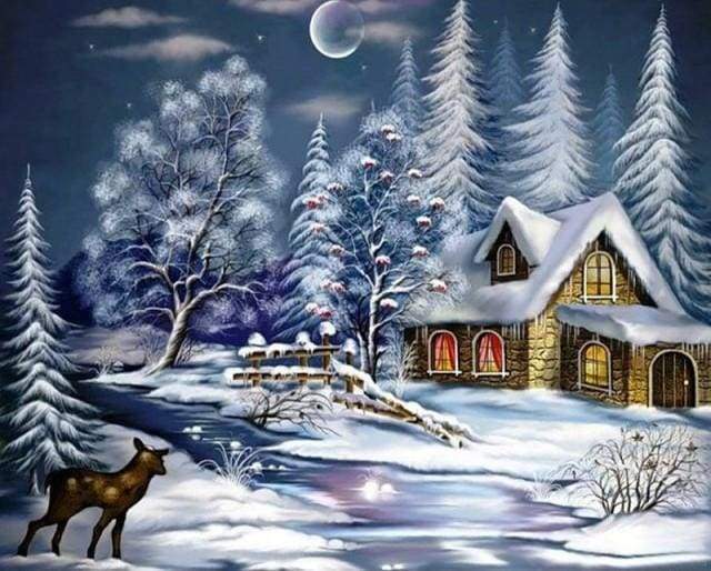 paint by numbers | House In The Snow | advanced landscapes | FiguredArt