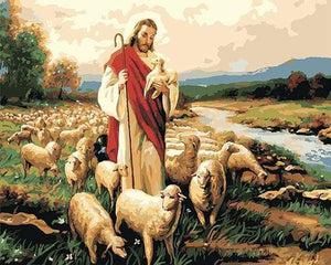 paint by numbers | Jesus Christ and his flock | intermediate religion | FiguredArt