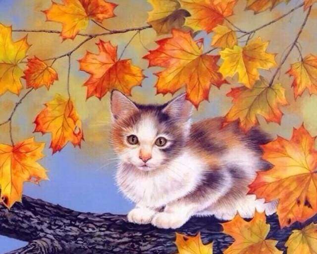 paint by numbers | Kitten on a Branch | animals cats easy | FiguredArt