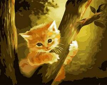 Load image into Gallery viewer, paint by numbers | Kitten on top of the Tree | animals cats easy trees | FiguredArt