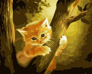 paint by numbers | Kitten on top of the Tree | animals cats easy trees | FiguredArt