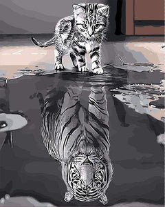 Paint by numbers - Kitten Reflective Tiger – Figured'Art