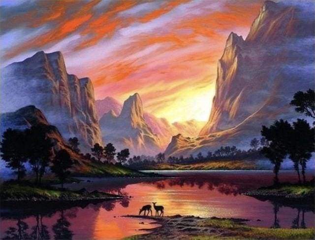 paint by numbers | Lake and Mountains | advanced landscapes new arrivals | FiguredArt