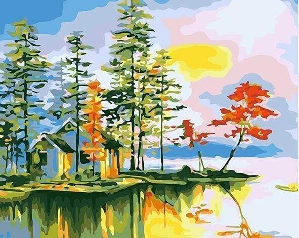 paint by numbers | Lake Villa | easy landscapes | FiguredArt