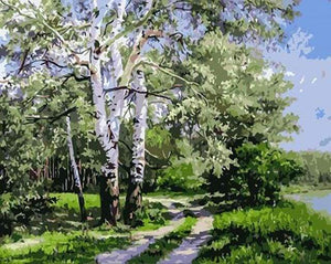 paint by numbers | Landscape with Poplars | intermediate landscapes trees | FiguredArt