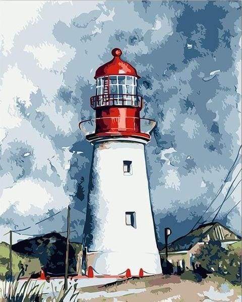 paint by numbers | Lighthouse under a Cloudy Sky | intermediate landscapes | FiguredArt