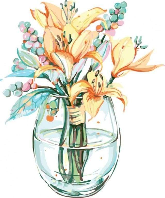 paint by numbers | Lilies in Bottle | easy flowers | FiguredArt