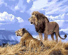 Load image into Gallery viewer, paint by numbers | Lion and Lioness in Africa | animals intermediate lions | FiguredArt