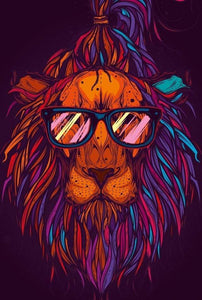 paint by numbers | Lion with Sunglasses | animals intermediate lions | FiguredArt