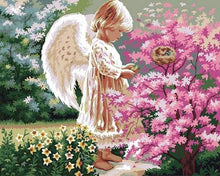 Load image into Gallery viewer, paint by numbers | Little Angel and Flower Bush | flowers intermediate religion | FiguredArt