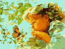 Load image into Gallery viewer, paint by numbers | Little Girl and Butterfly | animals butterflies easy portrait | FiguredArt