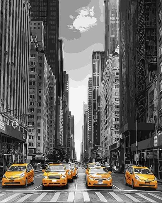 paint by numbers | Modern City and Yellow Taxis | advanced cities | FiguredArt