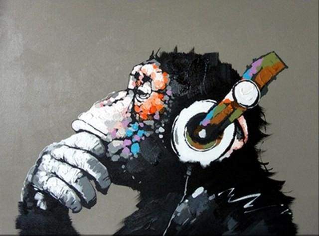 paint by numbers | Monkey wearing headphones | animals easy monkeys | FiguredArt