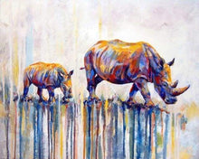 Load image into Gallery viewer, paint by numbers | Mother and Baby Rhino | advanced animals rhinos | FiguredArt