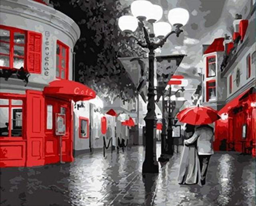 paint by numbers | Neon Red street | cities intermediate romance | FiguredArt