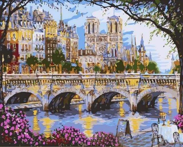 paint by numbers | Notre Dame de Paris and the Seine | cities intermediate | FiguredArt