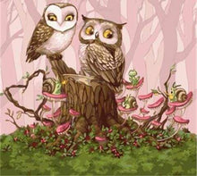 Load image into Gallery viewer, paint by numbers | Owls in the Forest | animals intermediate owls | FiguredArt