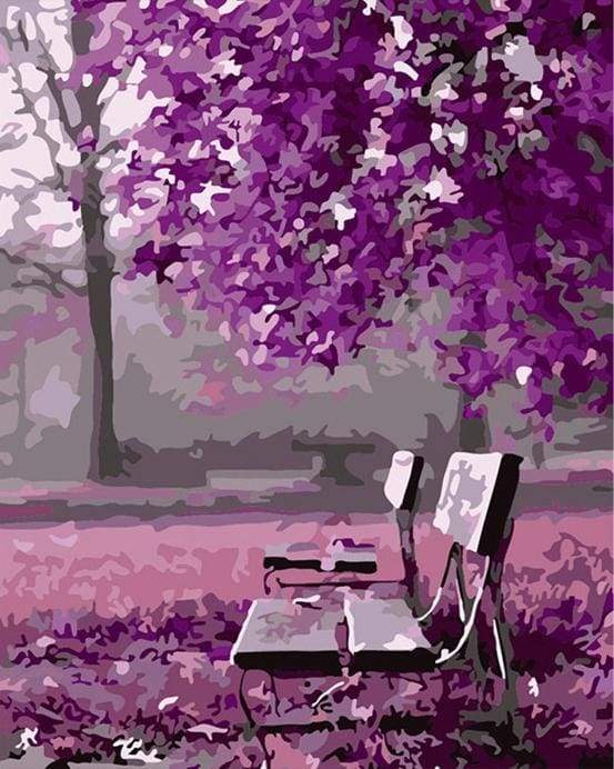 paint by numbers | Park Bench | flowers intermediate landscapes | FiguredArt