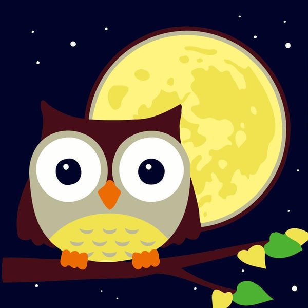 Paint by numbers | Children Painting kit Owl and Moon | kids easy | Figured'Art