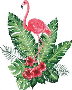 paint by numbers | Pink Flamingo and Flowers | birds easy flamingos flowers | FiguredArt