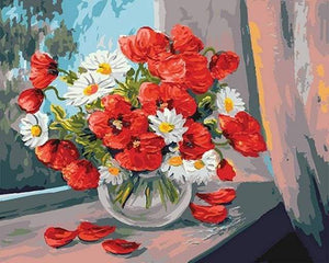 paint by numbers | Poppies and Daisies | easy flowers | FiguredArt