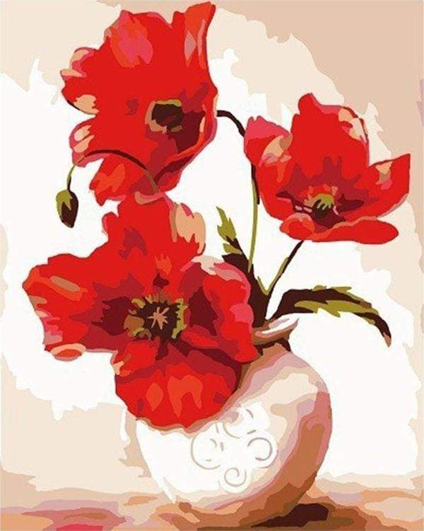 paint by numbers | Pretty Poppies | beginners easy flowers | FiguredArt