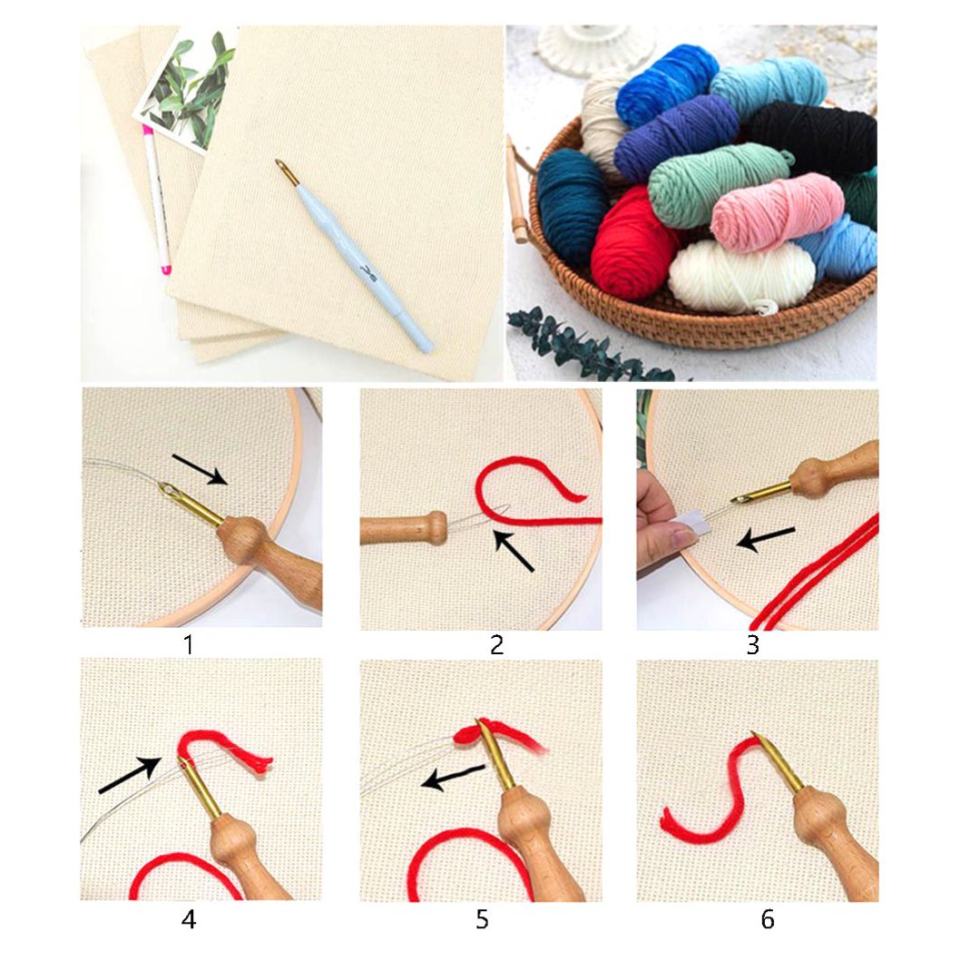 Art Floral Frame Punch Needle Kit Beginners Kit Punch Needle Supplies  Floating Frame Included flower DIY Craft Kit Loop Turfting
